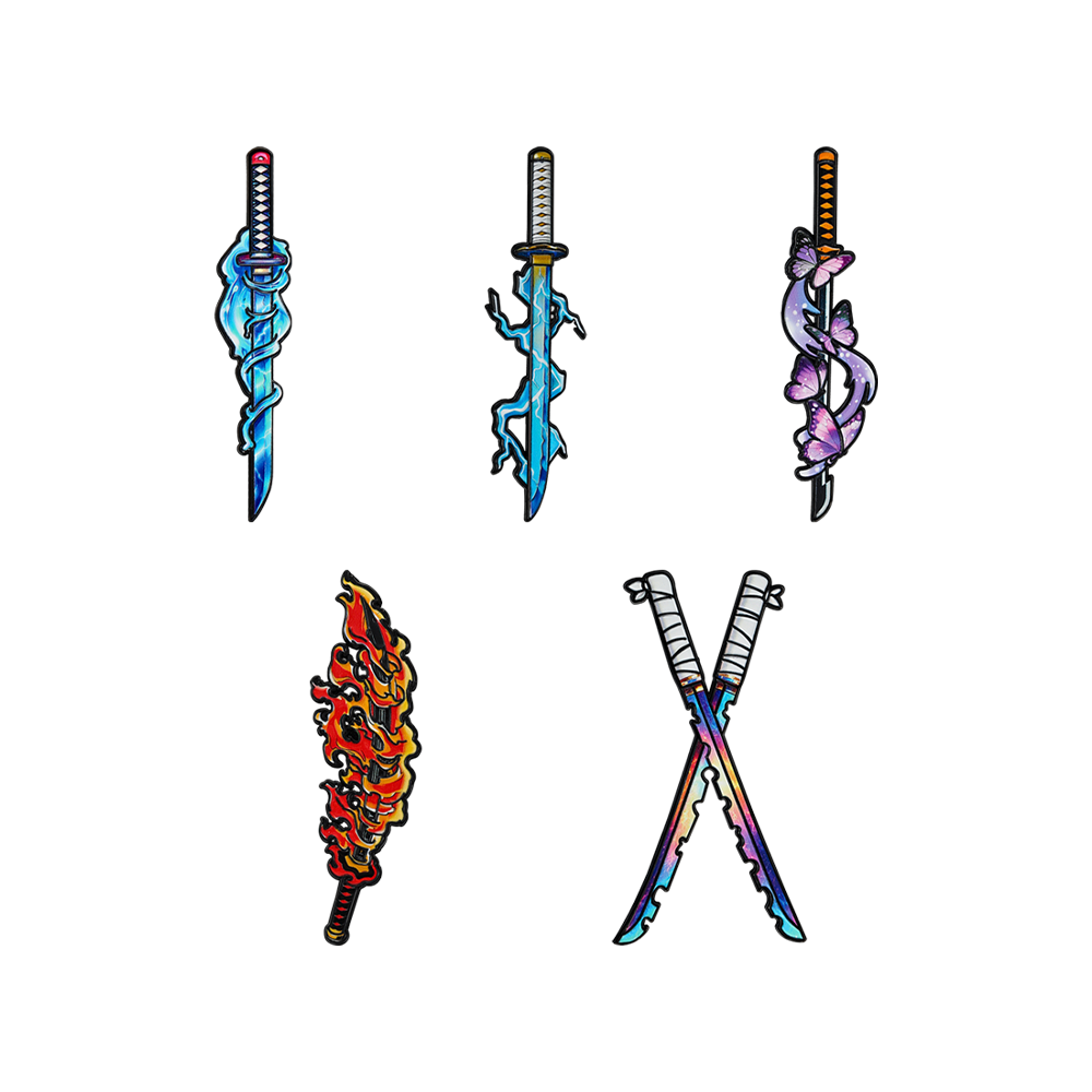 Cosplay Prop Dagger - 5pcs Set Pin Enamel Pedang Nichirin