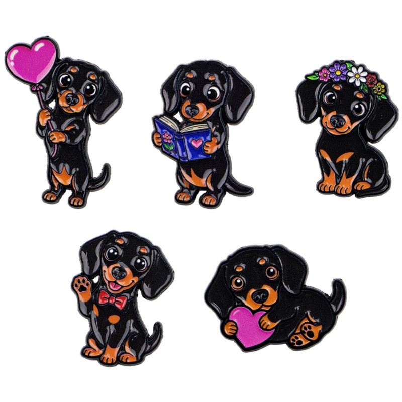 5pcs Set Pin Enamel Dachshund  - Cosplay Prop Bag ulasan dan harga
