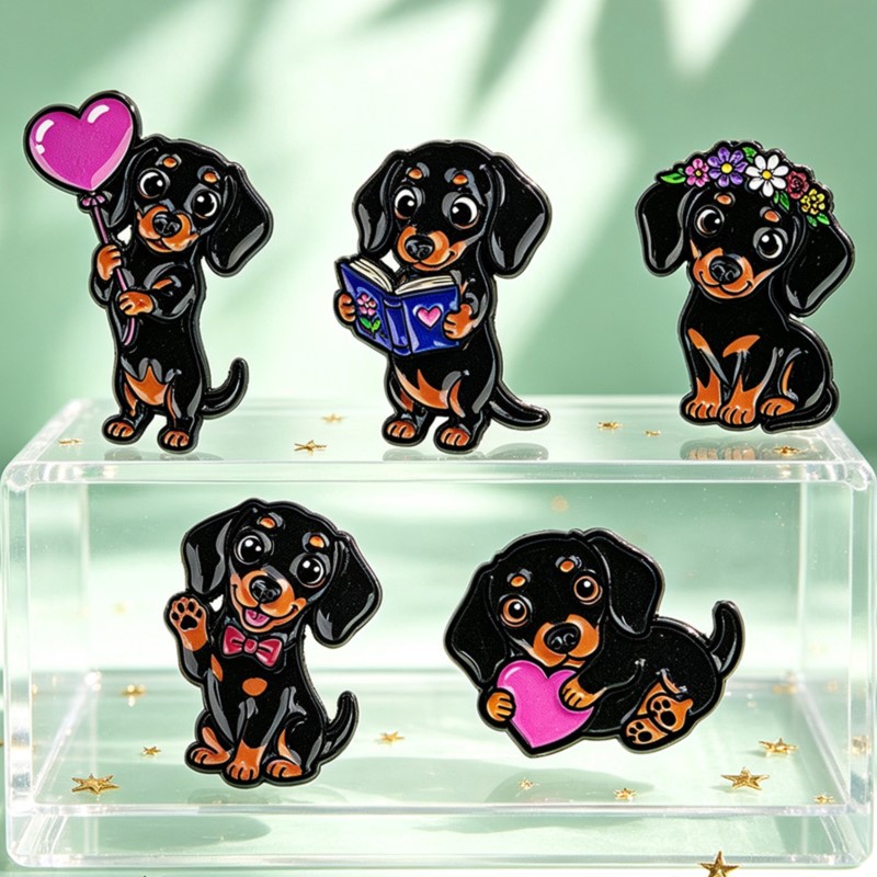 5pcs Set Pin Enamel Dachshund  - Cosplay Prop Bag ulasan dan harga