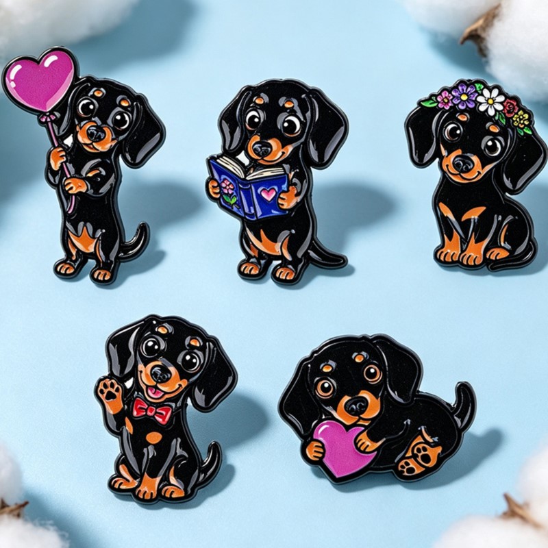 5pcs Set Pin Enamel Dachshund  - Cosplay Prop Bag ulasan dan harga